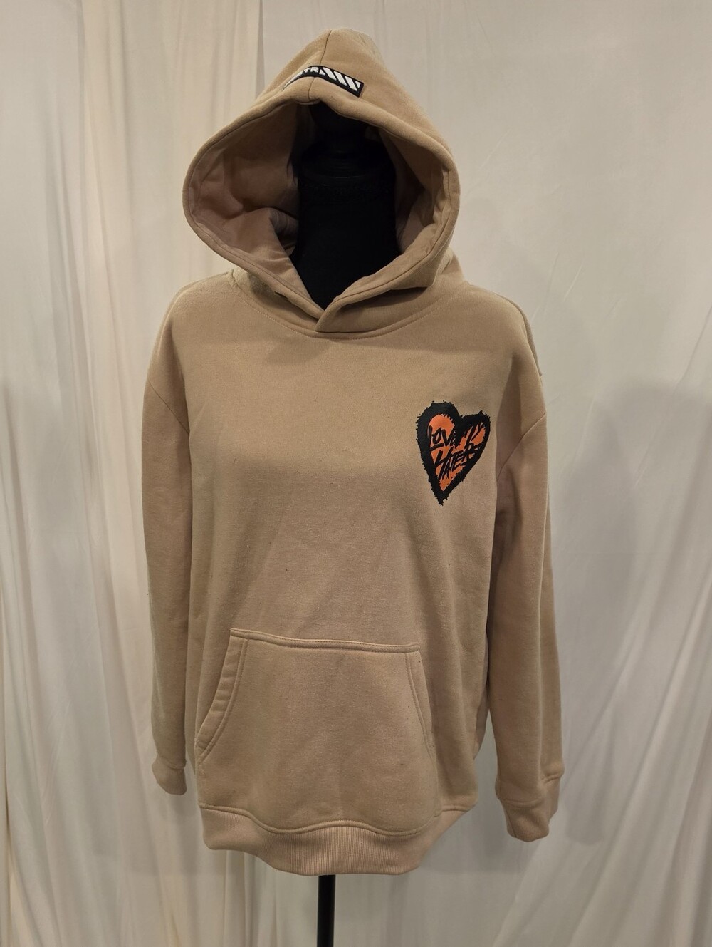 RGSTR Small Tan Love My Haters Teddy Bear Graphic Pullover Streetwear Hoodie - Picture 3 of 10